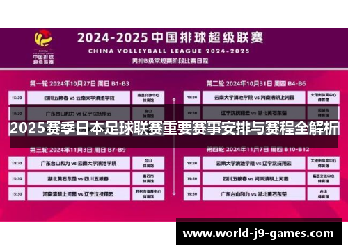 2025赛季日本足球联赛重要赛事安排与赛程全解析 2025赛季日本足球联赛重要赛事安排与赛程全解析